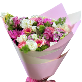  Kemer Flowers Delivery Şık Pembe Beyaz Buket