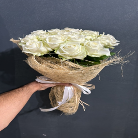  Kemer Florist 15 Adet Beyaz Gül Buket