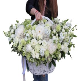  Kemer Flowers Delivery Beyaz Sepette Şık Aranjman