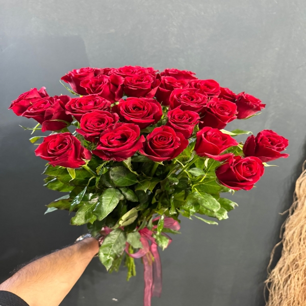  Kemer Flowers Order 25 Adet Sade Kırmızı Gül Kurdele